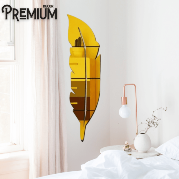 Golden Mirror Leaf Acrylic Wall Art