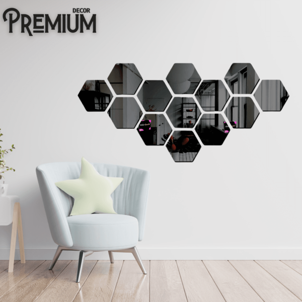 Acrylic Mirror Hexagone Black Wall Decor