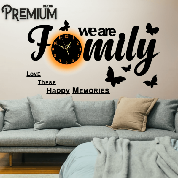 We Are Family Wooden Wall Clock ( With Light )
