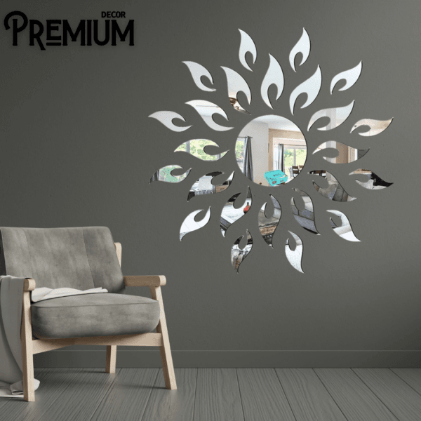 Acrylic Mirror Sun Silver Wall Decor