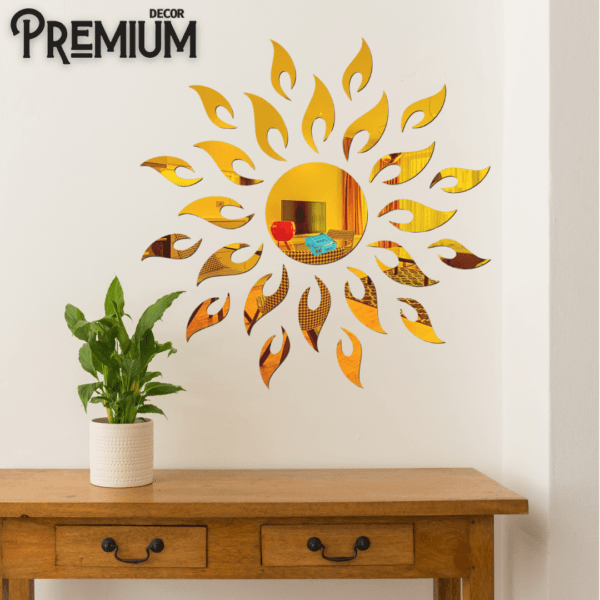 Acrylic Mirror Sun Golden Wall Decor