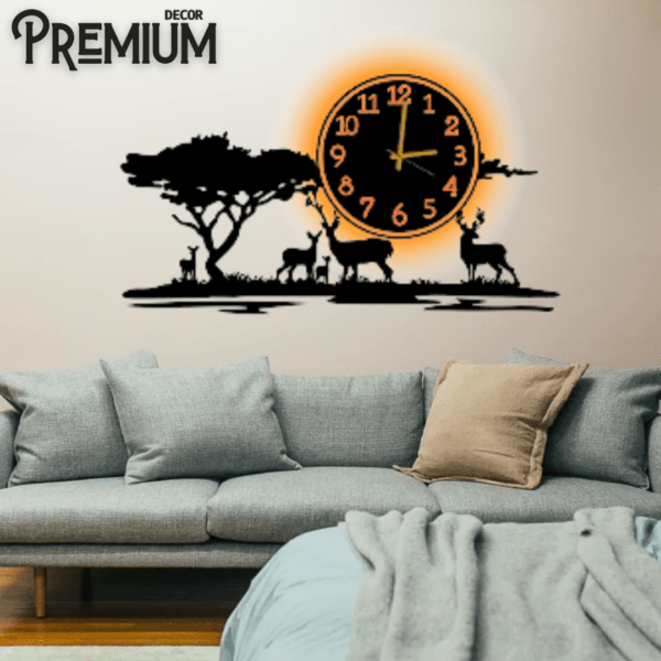 Jungle Wooden Wall Clock ( With Light )