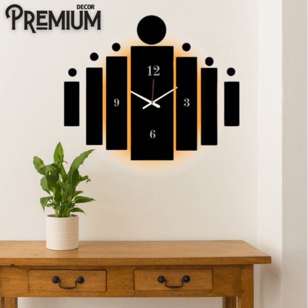 Tile Wooden Wall Clock ( With Light )